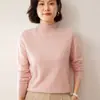 Otoño e Invierno Nuevo Suéter de Cachemira de Cuello Alto Medio Cachemira Moda para Mujer Interior Clásico Jersey Suelto Cálido Capa Base