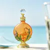 Frasco de Óleo Essencial Transfronteiriço 30ml Estilo Árabe Esmalte Multicolorido Decoração Floral Liga de Zinco Banhada a Ouro Flamingo Frasco para Transferência de Perfume