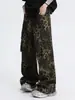 Pantalones Cargo de Estilo Urbano con Estampado de Leopardo para Mujer 2025 Primavera y Otoño Tendencia Bolsillos Rectos Sueltos Jeans de Pierna Ancha