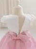 Vestido Infantil Novo 2025 Vestido Princesa de Malha com Lantejoulas Manga Curta Saia Bufante Vestido de Aniversário para Um Ano Vestido