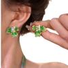 Pendientes de flores de cristal verde para mujer, diseño elegante y de lujo, con un toque de estilo nicho, accesorios de verano.