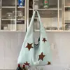 Invierno 2025 Nuevo Estilo Coreano Bordado de Estrellas Bolso de Hombro Gran Capacidad Bolso Tote de Felpa Bolso de Tela para Viajes Cotidianos Alto Valor Estético