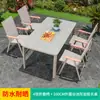 Mesa e Cadeira Portátil Externa Mojia Cadeira com Encosto para Pátio Jardim Varanda Exterior Exterior Combinação de Mesa e Cadeira Dobrável Nórdica