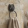 Estilo Europeo Retro Herradura de Hierro Forjado Toallero Anillo para Toallas Decoración de Pared para Hogar Comedor Baño Artefacto