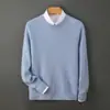 Novo suéter de lã masculino outono e inverno, suéter de cashmere jacquard grosso de caimento solto, camisa básica de negócios para homens