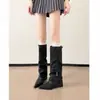 Botas da Moda Botas Versáteis Femininas Bico Fino Tamanho Grande Novas Botas de Cavaleiro Camurça Botas de Cano Alto Botas Longas Outono Inverno Salto Plataforma 2026