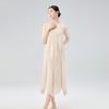Ropa Plisada al por Mayor 25 Vestido de Verano con Capullos Florales y Dobladillo Irregular, Vestido Largo de Moda con Cuello en V y Estilo Elegante