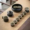 Juego de Té Chino Set para Sala de Estar en Casa Oficina Simple Cerámica Barro Negro Tetera Taza de Té Juego Pequeño Juego de Té Kung Fu