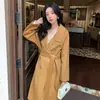 2024 Nueva Chaqueta de Cachemira Doble Cara Larga de Doble Botonadura Holgada Estilo Coreano Versátil Elegante Holgada con Cordones