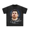 AliExpress comércio exterior moda nacional retrô manga curta masculina lavado desgastado hip hop solto casal basquete estampado camiseta top