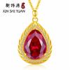 Colgante Llama Ardiente Chapado en Oro Collar con Colgante de Rubí Colgante de Gota de Agua Brillante Cadena para Suéter Colorida Deslumbrante