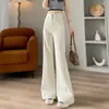 Calça Jeans Elegante de Perna Larga para Verão, Fina, Cintura Alta, Cobre a Barriga, para Mulheres