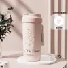 Nova Caneca Térmica Lírio-do-Vale Aço Inoxidável 316 Caneca de Café com Aparência Premium para Meninas Grande Capacidade com Canudo Caneca de Presente