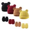 2023 comercio exterior gorro de punto para bebé orejas de Mickey gorro para bebé gorro de llanta para recién nacido guantes antiarañazos juego de 2 piezas