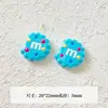 [Wangyang] Material e acessório para corrente de celular DIY temático de queijo Hello Kitty pintada de azul e branco em formato de estrela de acrílico
