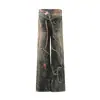 Kb27 High Street Estilo Americano Hombres y Mujeres Gama Alta Diseño Estampado Patrón de Cadena Jeans Casuales Rectos Sueltos para Hombre