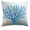 Funda de almohada de verano transfronteriza Temu con tortuga marina, corvina amarilla y estrella de mar para oficina, dormitorio y sofá, personalizable
