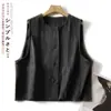 Toma real de un top de mujer de diseño retro estilo Hong Kong, cuello redondo, corte holgado, chaqueta chaleco estilo 2026 nuevo