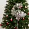Pó de Ouro Folha de Lírio Ventilador Folha de Amora Estacas Enfeites de Árvore de Natal Decoração Suprimentos de Atmosfera Itens de Decoração para Casa