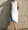 Nuevo Estilo Europeo y Americano Amazon Temu Vestido Casual Recto sin Mangas de Cuello Alto Pequeño para Mujer Fuente de Suministro