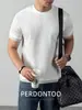[Falso Dos Piezas] Camiseta de Manga Corta de Algodón Modal Sensible a la Humedad 60S de Gama Alta para Hombre en Verano, Fresca y Transpirable Antibacteriana Grado 5A