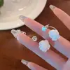 Pendientes Florales de Acrílico con Circonita Retro Franceses para Mujer Coreanos de Nicho Elegantes Simples Versátiles Pendientes Pendientes