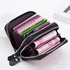 Porta-cartões de vendas diretas da fábrica Porta-cartões de órgão por atacado Porta-cartões com zíper duplo Slot para vários cartões Porta-cartões de moedas de couro de primeira camada