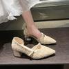 Zapatos de Salón Rojos de Punta Fina Estilo Chanel Zapatos de Noche de Hada Europeos para Mujer Nuevos Tacones Altos Franceses 2025 Suaves