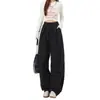 Pantalones Cargo Casuales Sueltos de Streetwear de Nicho para Mujer Caqui Cintura Alta Adelgazantes Nuevos Delgados Pierna Ancha Secado Rápido Pantalones Paracaidistas