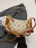Bolsa de Ombro com Estampa Vintage para Mulheres, Bolsa de Braço de Alto Padrão, Bolsa de Ombro Moderna e Fashion, Estilo Doce e Fresco para Mulheres