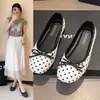 Zapatos de Verano 2026 Estilo Nuevo Suave Estilo de Noche Mocasines Versátiles sin Cordones con Lazo de Falda Lunares Planos para Mujer