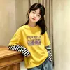 Camiseta de manga larga para niña, algodón puro, top estampado lindo para primavera y otoño, colección de otoño, diseño de look en capas, ropa para niñas