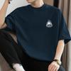 Camiseta de Manga Corta de Algodón Pesado Americano 260g para Hombre Cuello Redondo Moda Holgada Algodón Media Manga Camiseta Base Estampada de Baloncesto