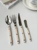 Cuchillo, Tenedor y Cuchara Estilo Francés Ins Retro Mango de Acrílico de Sauce Acero Inoxidable 304 Vajilla Occidental
