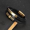 Pulsera tejida de cuero vintage de acero inoxidable transfronterizo para hombre, pulsera tejida multicapa con hebilla magnética de acero de titanio, joyería al por mayor
