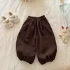 Pantalones de felpa tipo linterna para niña 2026 Invierno Nuevo Niños Sueltos Gruesos de Pana Bebé Niñas Todo en Uno de Forro Polar Pantalones Largos