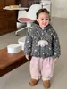 Traje de invierno para niña 'Pear-sugar' nuevo y elegante, chaqueta acolchada de algodón engrosada para niños, pantalones, ropa interior, ropa de bebé clase A