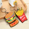 Llavero personalizado de PVC de goma blanda con logo, colgante de goma, pequeño regalo, llavero de dibujos animados de hamburguesa promocional