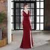 18698# Vestido de brinde Noiva Longo Sling Apreciação Banquete Slim Vestido Rabo de Peixe Casamento Carro Modelo Exposição Vestido