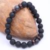 Pulsera de piedra volcánica personalizada estilo europeo y americano, diseño moderno ins, sentido del diseño, chip de madera, elástica con cuentas, pulsera para hombre, suministro transfronterizo