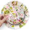 51 pegatinas de viento ins rosa y verde corazón de niña pequeño fresco impermeable decorativo termo carcasa de teléfono móvil pegatinas para libro de mano