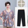 Camiseta de verano de cuello redondo para madre de mediana edad y anciana de 200 kg para mujer, especial para cuerpo de talla grande, camisa de manga corta de estilo extranjero para abuela de 50 años y 60 años