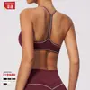 Top de Yoga Color Block para Mulheres Costas nadador Decote V sem Costas com Bojos Roupa Íntima Esportiva Top Esportivo para Treinamento Fitness 9615