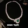 Joyería de Lujo Forma de Serpiente Esmeralda Piedra Preciosa Collar Cena de Boda Verde Pavo Real Gota de Agua Serpiente Espíritu Pendientes Set
