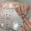 Pegatinas de Encaje Blanco y Negro para Manicura Francesa 2025 Nuevo Estilo Caliente de Celebridad de Internet con Cinta de Lazo Roja para Uñas
