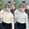 Y2581 # Camiseta Térmica Base para Meninas para Outono e Inverno, Camiseta de Manga Longa Infantil, Camiseta Térmica Estilosa para Bebê com Gola Alta Meia.