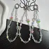 Cadena de teléfono de tulipán y mariposa con cuentas exquisitas, fresca y sofisticada, cadena de cuentas hecha a mano DIY, colgante ccd