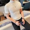 Camiseta de manga corta para hombre Tiktok Daifa al por mayor Camiseta ajustada de cuello alto coreana para hombre camiseta básica camiseta en stock