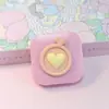 Estuche Lindo para Lentes de Contacto, Caja Compañera de Dibujos Animados de Corazón, Portátil Compacto y Personalizado para Estudiantes, Doble Estuche para Lentes de Contacto con Espejo