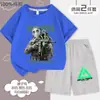 Delta Action Colaboração Manga Curta Shorts Verão Masculino Estilo Anime Roupa Casual Novo Top de Manga Curta